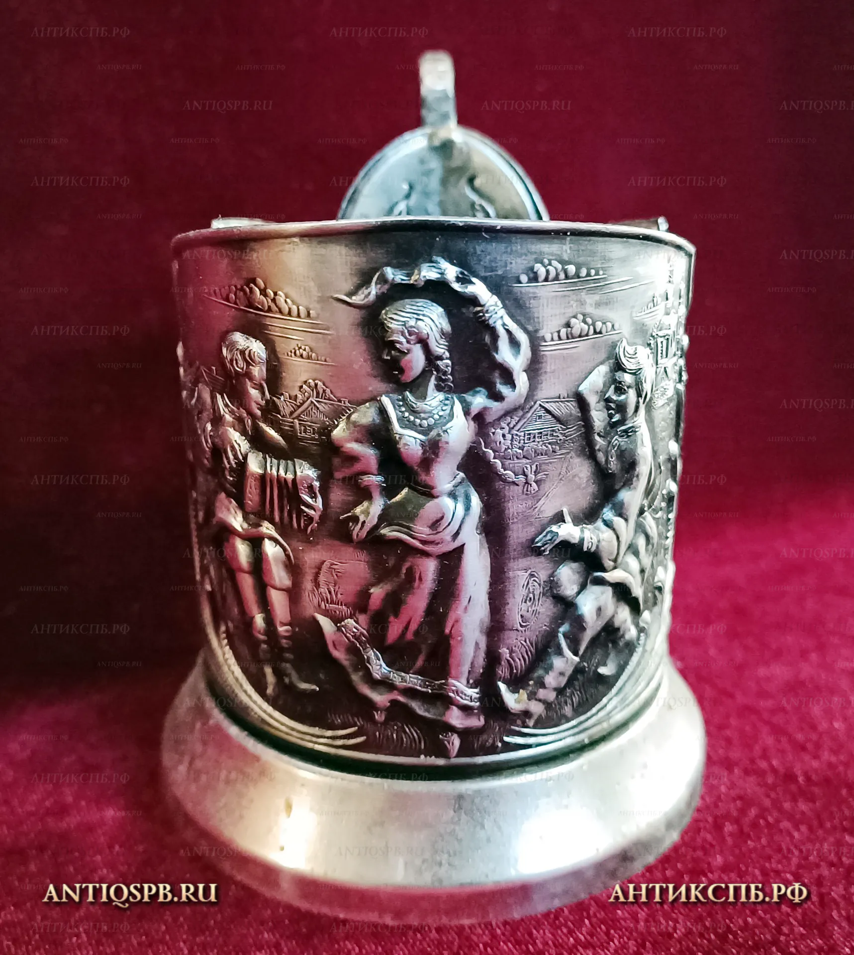 Подстаканник никелированный с чернением "Русские пляски". Завод им. Орджоникидзе. г. Кольчугино. ХХI век. №22336