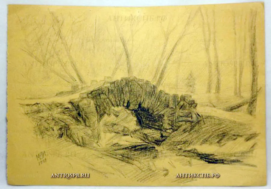 Рисунок "Мостик". Бумага, карандаш. Художник: Майков Е.И. СССР. Вт. пол. ХХ века. №1105
