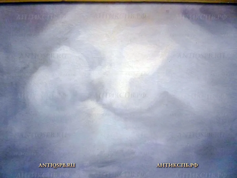 Картина старинная "Фрегат в море". Холст, масло. Перв. пол. ХХ века. №12236