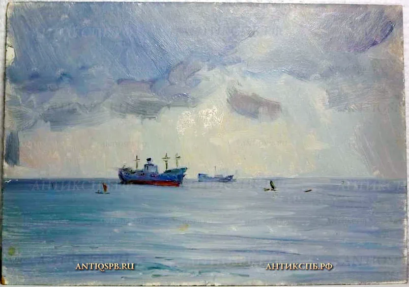 Картина "Дождь. На рейде". Художник Бантиков Андрей Сергеевич. №127