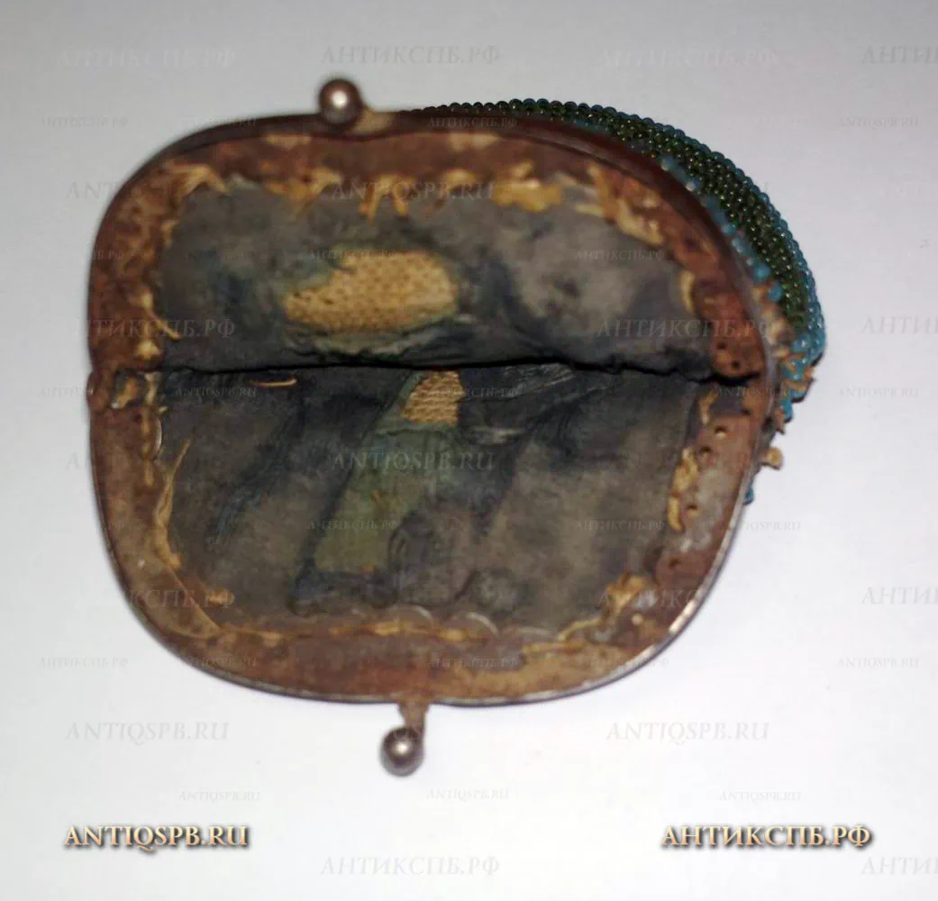 Кошелек бисерный антикварный "Дарю на память" . XIX век. Россия. №16995