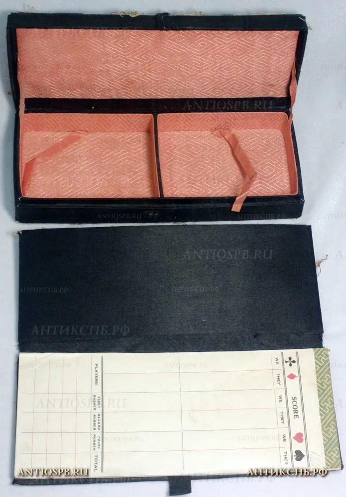 Коробка для игральных карт с блокнотом для записей. Перв. пол. ХХ века. №17128